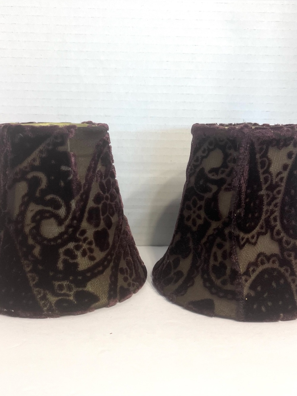 Plum Velvet Burnout Paisley Mini Lamp Shades